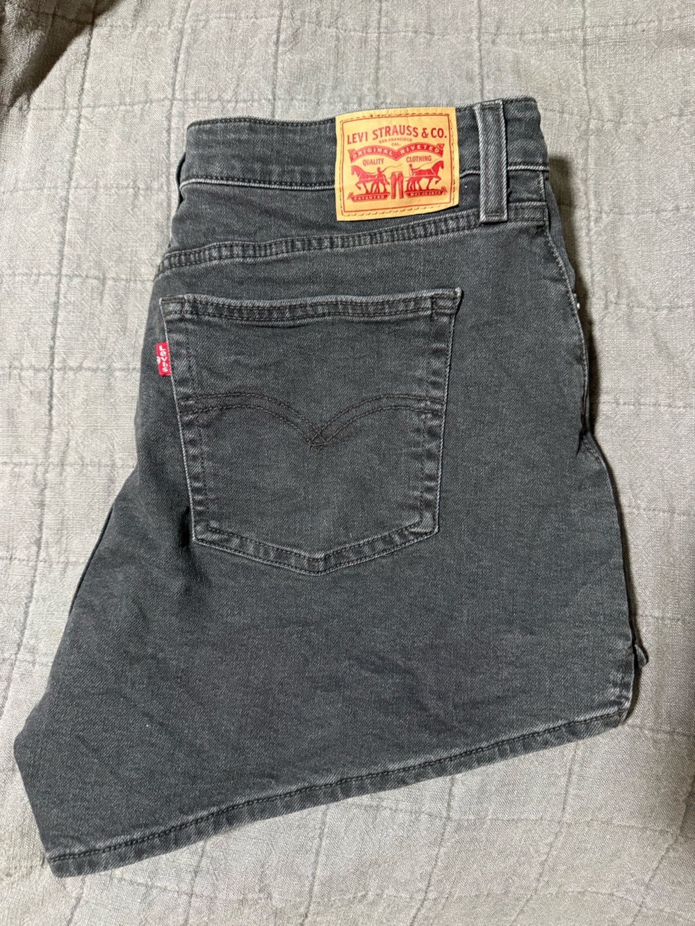Levi's Women’s Charcoal Black Jean Shorts with Leather Patch